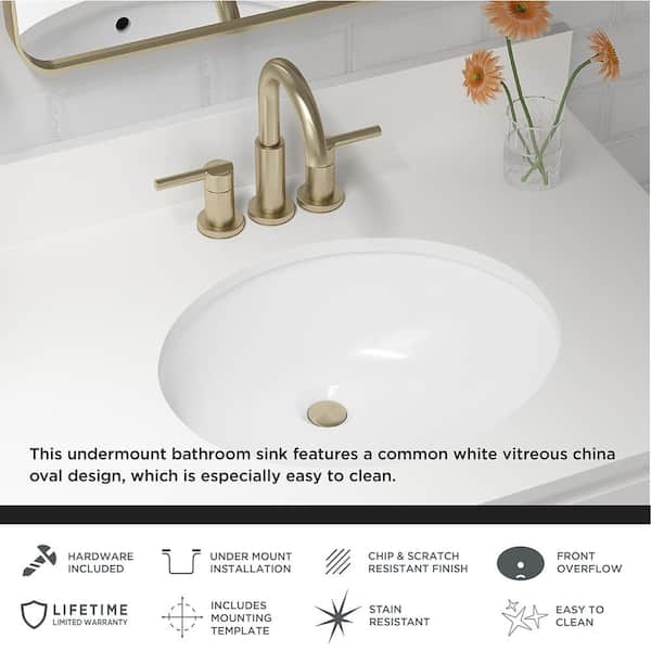 Glacier Bay 19.5 in. Undermount Oval Vitreous China Bathroom