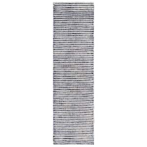 Abstract Blue/Ivory 2 ft. x 8 ft. Striped Runner Rug