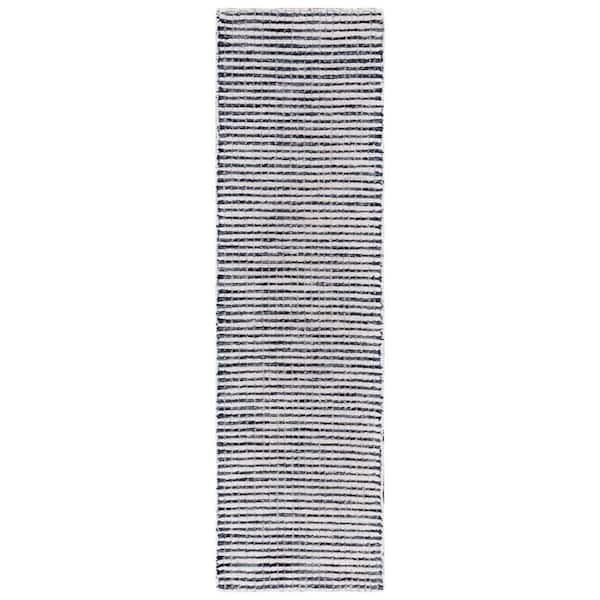 SAFAVIEH Abstract Blue/Ivory 2 ft. x 8 ft. Striped Runner Rug