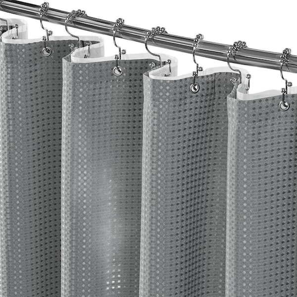 72 in. W x 72 in. L Waffle Weave 3-in-1 Polyester Shower Curtain for Bathroom, Recreational Vehicle, Dormitory in Gray