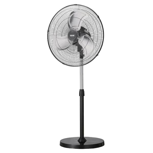 VEVOR Industrial Pedestal Fan 20 in. 90° Oscillating Fan Height Adjustable Standing Fans with 3 Adjustable Speeds Black