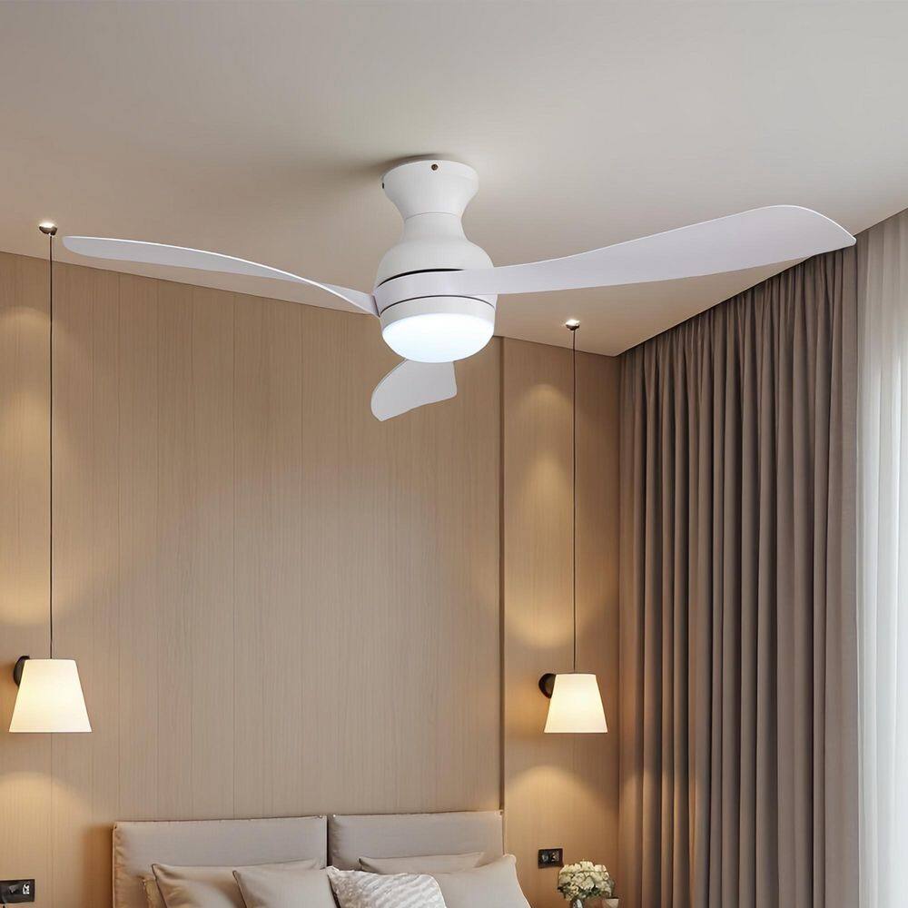 52 in. Integrated LED Indoor Flush Mount White Standard Ceiling Fan with Dimmable Light and Remote DC Motor price history on PriceWatchPro