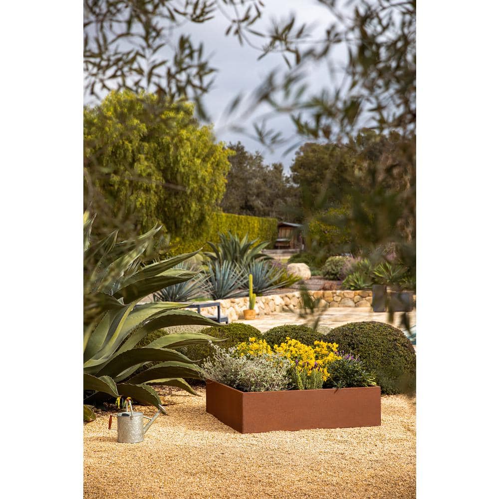 48" Square Rust Corten Steel Raised Garden Bed