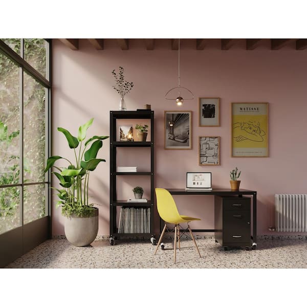 18 in. D 3-Drawer Metal Letter Width 14.25 in. W Mobile Vertical File Cabinet Box-Box-File, Black