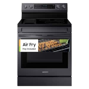 6.3 cu. ft. Smart Wi-Fi Enabled Convection Electric Range with No Preheat AirFry in Black Stainless Steel