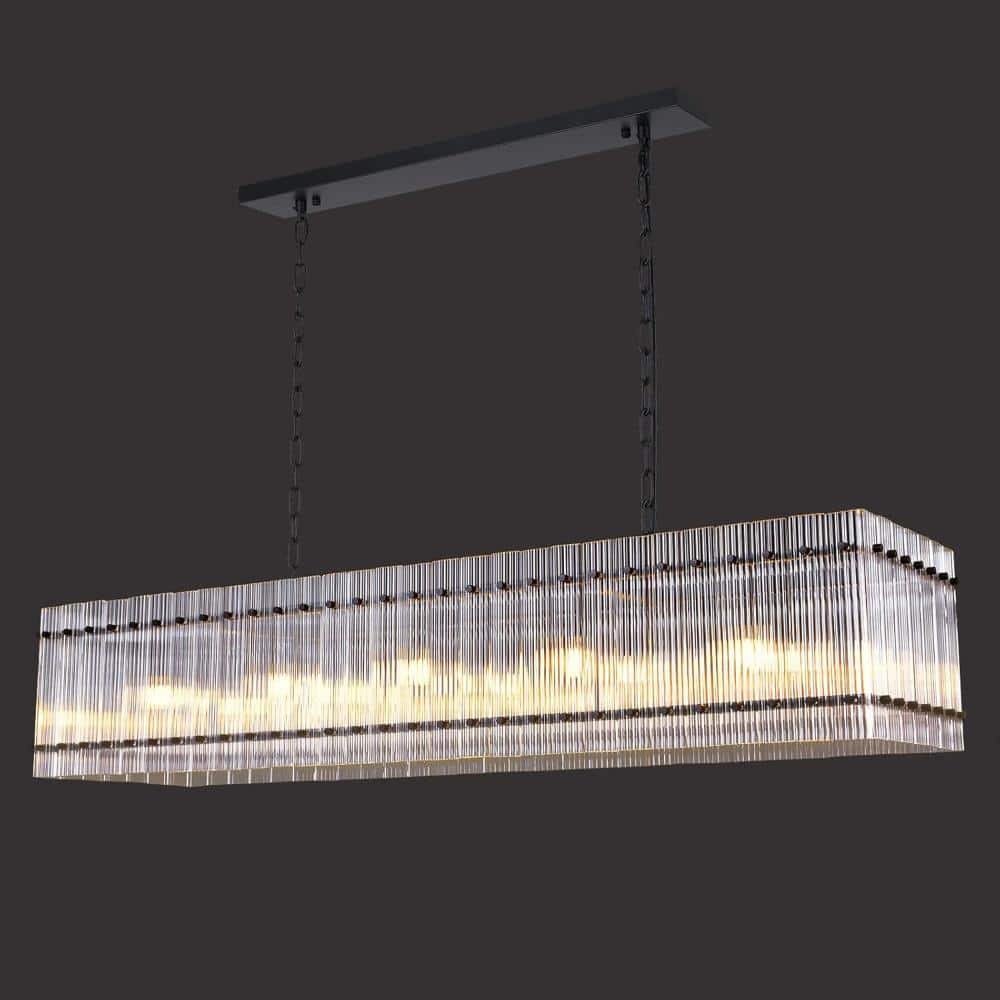 10-Lights Black Modern Rectangular Crystal Glass Chandelier price history on PriceWatchPro