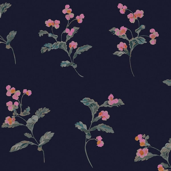 JOULES Joules Swanton Floral Midnight Navy Matte Non Woven Removable Paste The Wall Wallpaper Sample