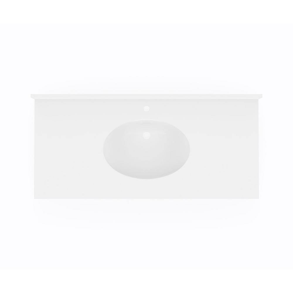 White Swanstone 49'' Single Bathroom Vanity Top with Sink