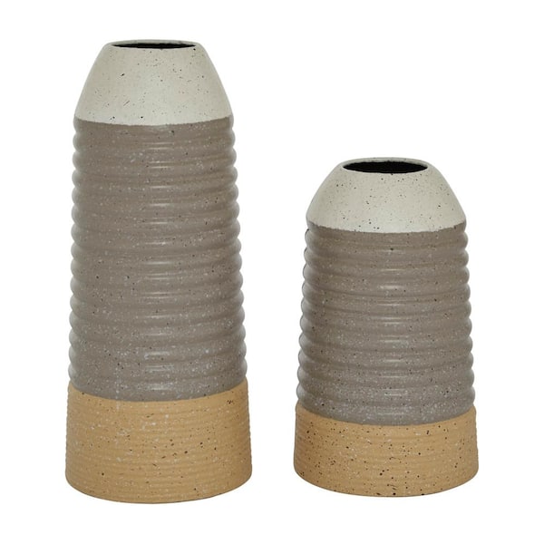 Litton Lane Multi Colored Ripple Textured Metal Decorative Vase (Set of 2)