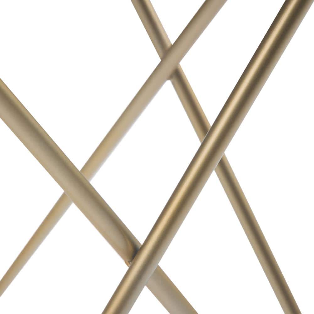 Gabon 18" White Marble and Gold Metal Round End Table