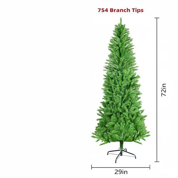 JUJABU 5-6 ft. Green Holiday Plastic Classic Pencil Christmas Tree