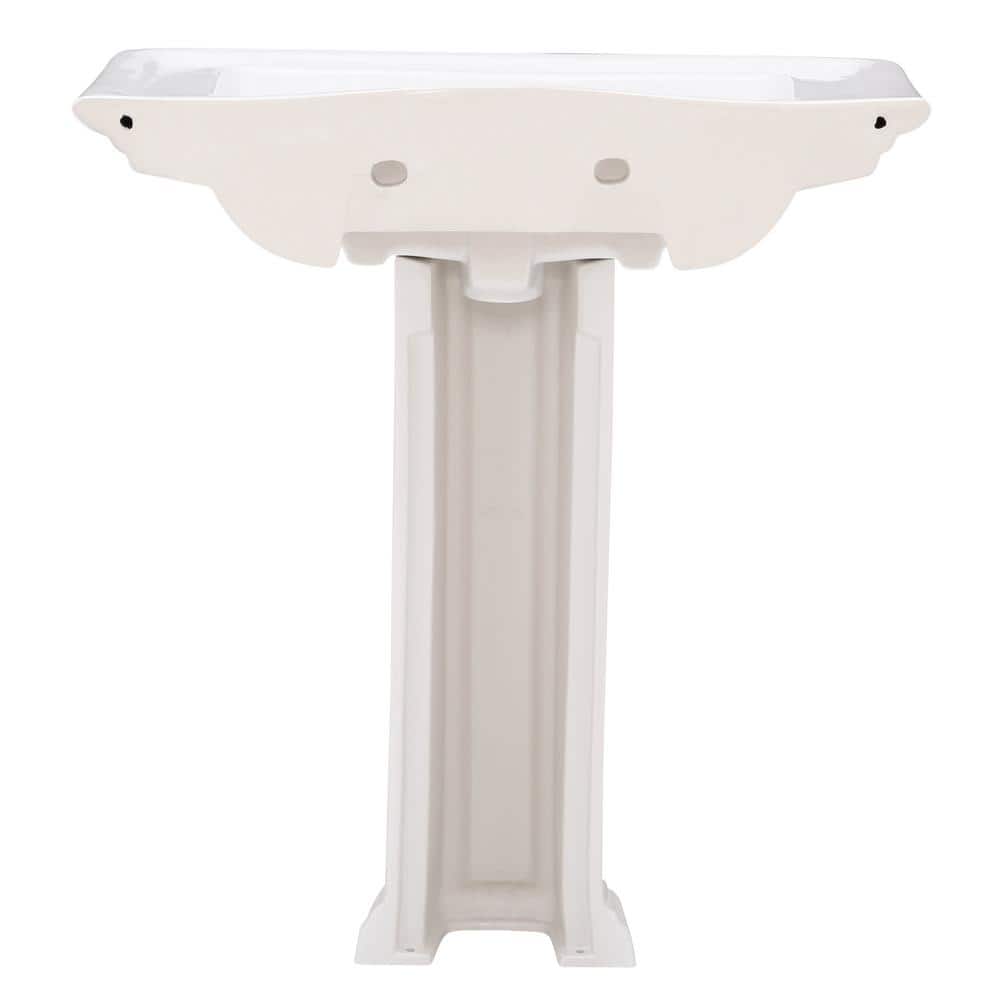 Classic White Ceramic Pedestal Bathroom Sink with Overflow