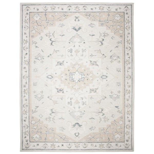 SAFAVIEH Micro-Loop Beige/Ivory 8 ft. x 10 ft. Border Area Rug