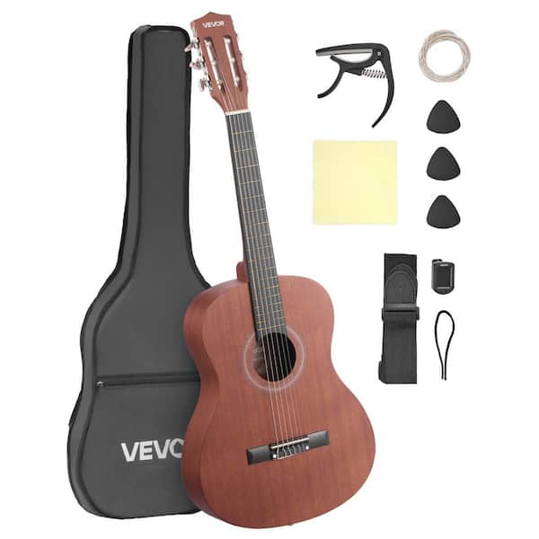 Classical Guitar, 36 in. Wood Classical Guitar Starter Kit for Beginners, Sapele/Rosewood, for Kids Girls Boys, Natural