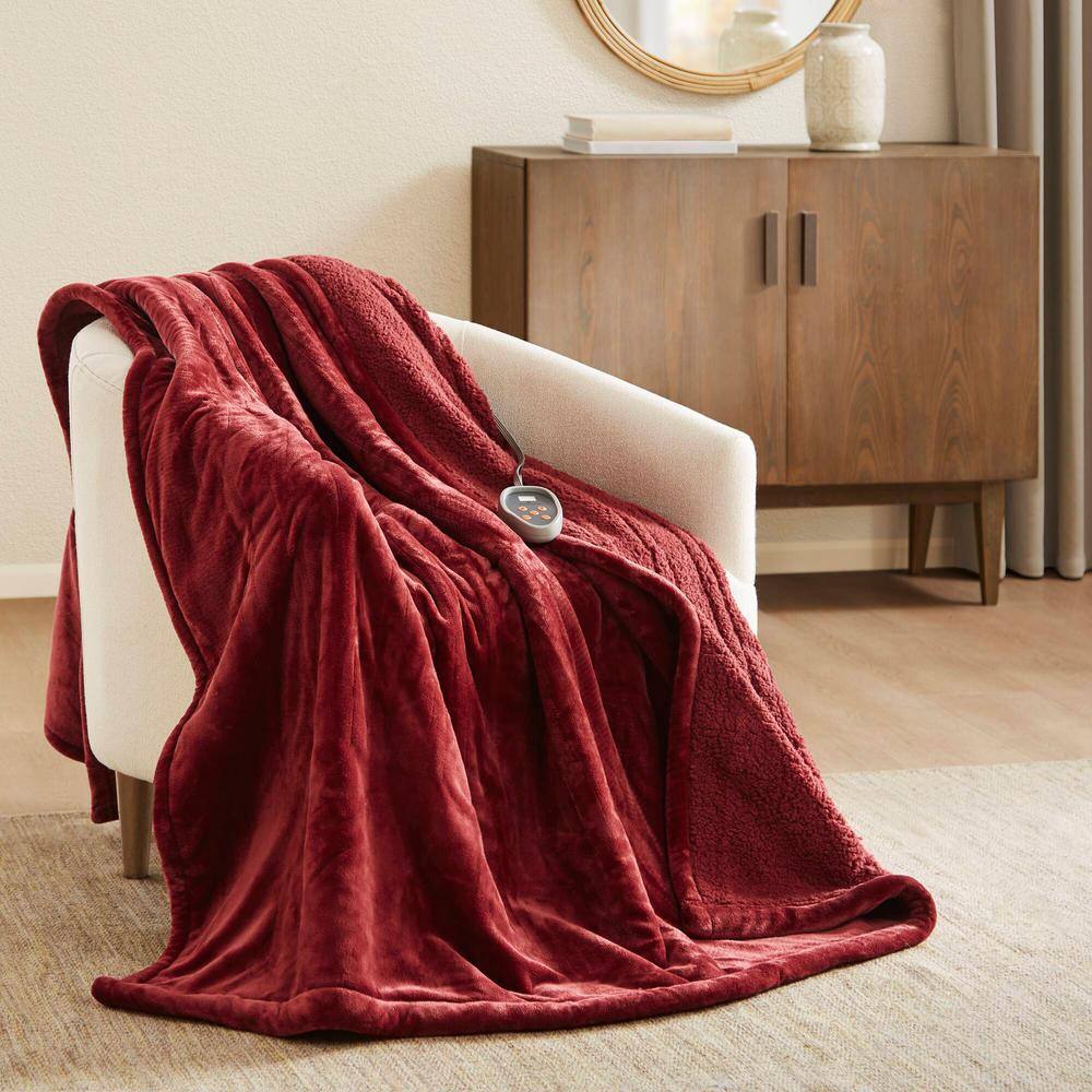 King Garnet Reversible Knitted Electric Blanket with Auto Shutoff