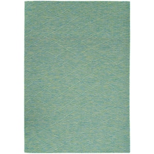 Practical Solutions Blue Green 7 ft. x 10 ft. Diamond Contemporary Area Rug