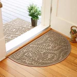 Waterhog Boxwood Camel 24 in. x 39 in. Half Round PET Polyester Indoor Outdoor Doormat