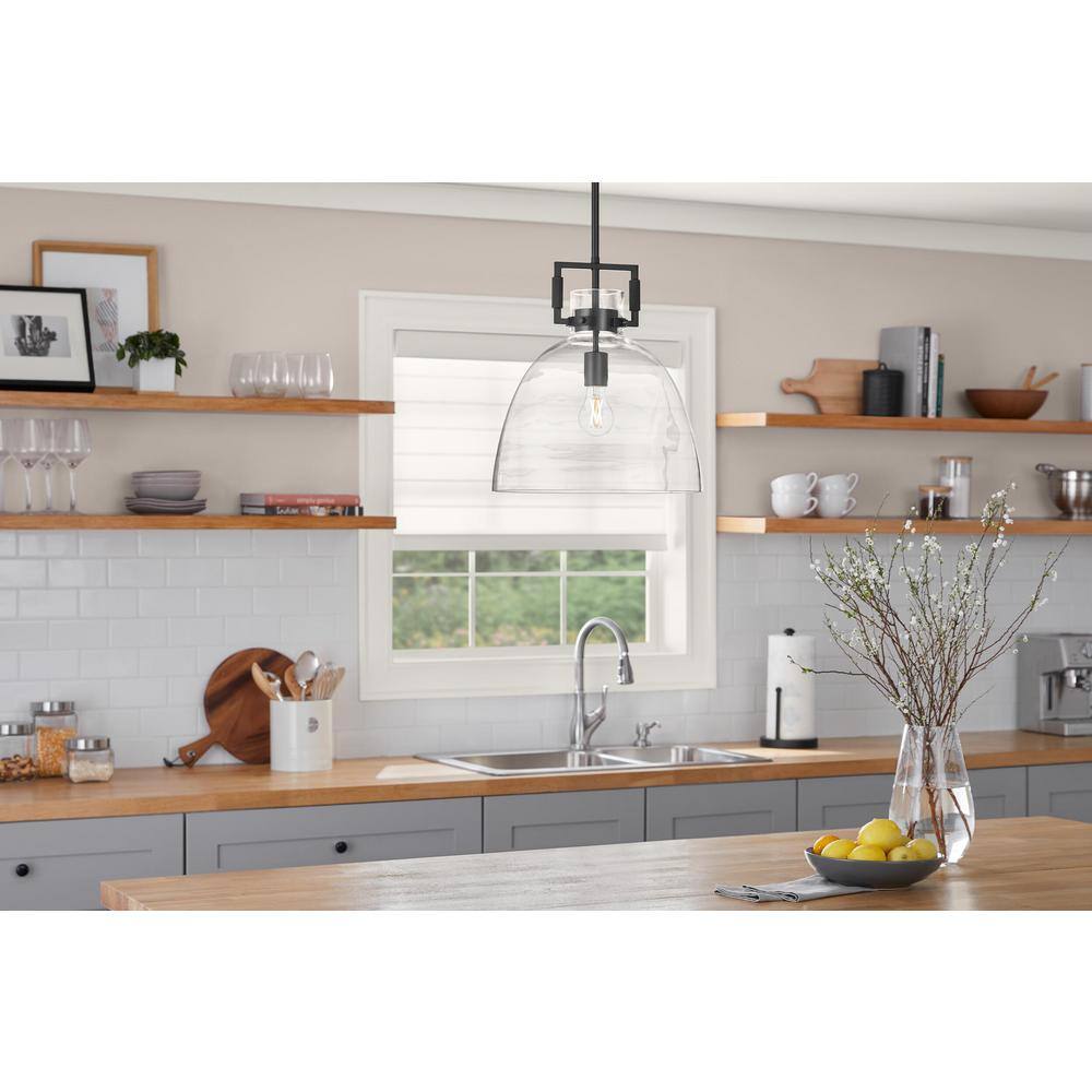 Ballington 14 in. 1-Light Black Oversized Pendant Light Fixture with Clear Glass Shade price history on PriceWatchPro