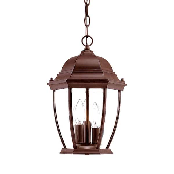 Acclaim Lighting Wexford Collection Hanging Lantern 3-Light Outdoor Burled Walnut Light Fixture