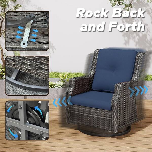 JOYSIDE Wicker Patio Outdoor Lounge Chair Swivel Rocking