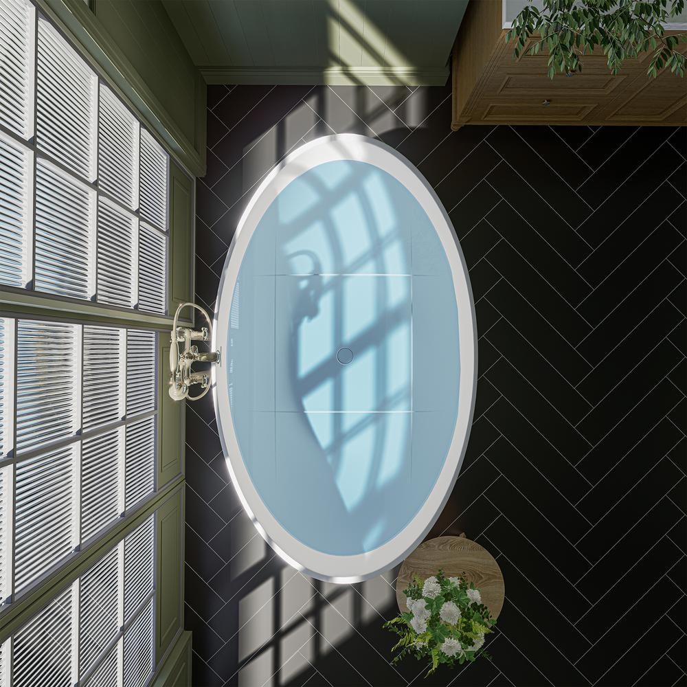 Cacciar 67" Matte White Freestanding Oval Soaking Bathtub