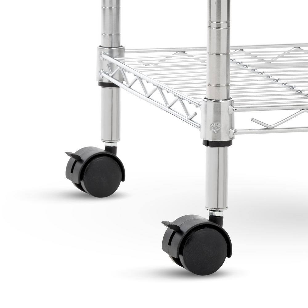 IRIS USA 3-Tier Silver Metal Storage Cart with Casters