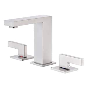 Modern 8 in. Widespread Double Handle Bathroom Faucet with Spot Resistant in Brushed Nickel