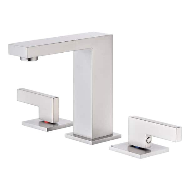 SUMERAIN Modern 8 in. Widespread Double Handle Bathroom Faucet with Spot Resistant in Brushed Nickel