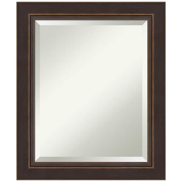 Amanti Art Lara Bronze 20.5 in. W x 24.5 in. H Wood Framed Beveled Bathroom Vanity Mirror in Bronze, Brown