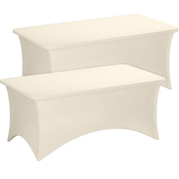 2 Pack 6FT Stretch Spandex Fitted Rectangular Table Covers, Washable Table Cloths