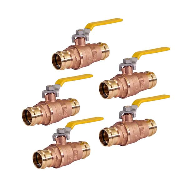 The Plumber's Choice 1-1/2 in. Brass Double-O-Ring Press Ball Valve (Pack of 5)