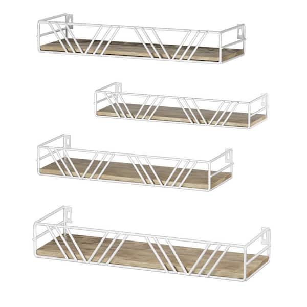 Unbranded 16.33 in. W x 5.5 in. D Oak Floating Shelves for Wall Set of 4, Different Sizes Mounted Wood Decorative Wall Shelf