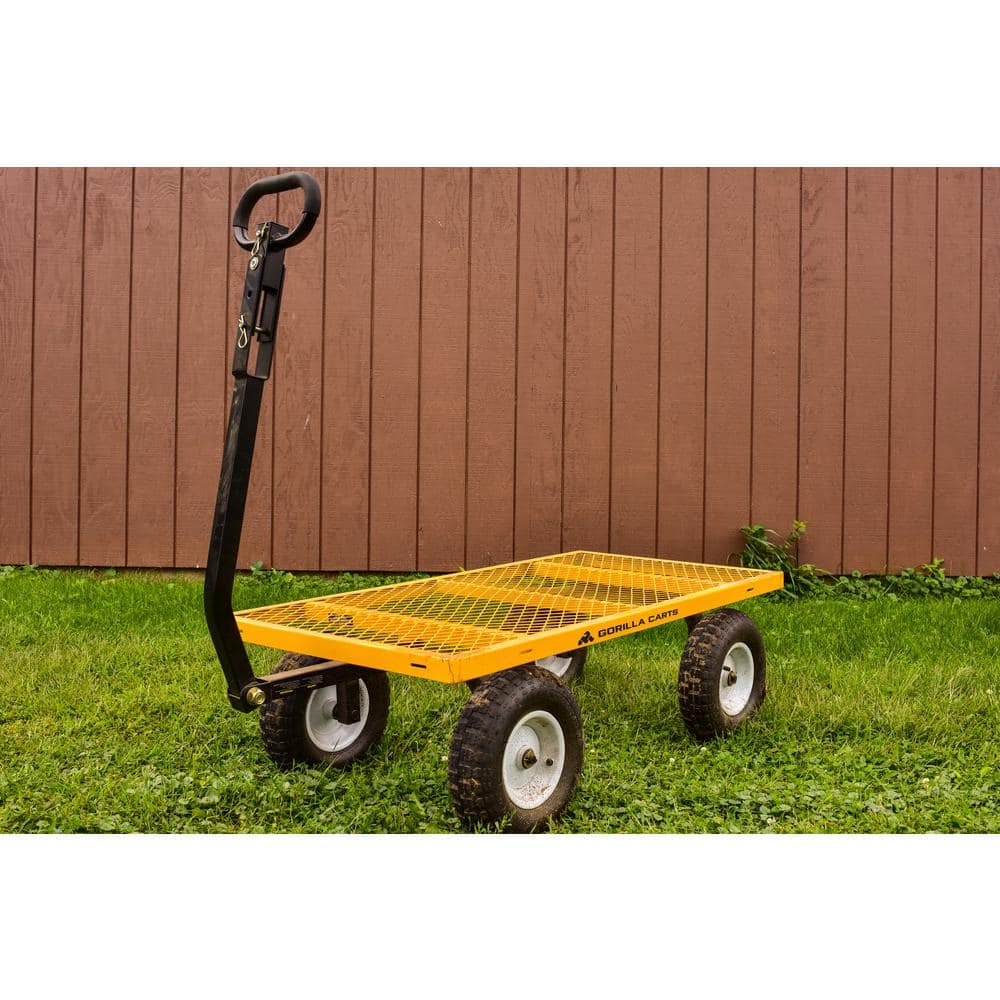 Yellow Heavy Duty Steel Utility Cart with Mesh Bed