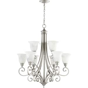 Bryant 9-Light Classic Nickel Chandelier with Faux Alabaster Glass