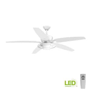 Montague Collection 60 in. LED White Ceiling Fan with Light Kit and Remote