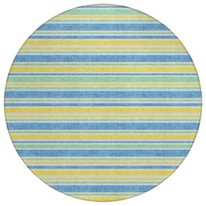 Chantille ACN531 Yellow 8 ft. x 8 ft. Round Machine Washable Indoor/Outdoor Geometric Area Rug