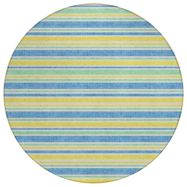 Addison Rugs Chantille ACN531 Yellow 8 ft. x 8 ft. Round Machine Washable Indoor/Outdoor Geometric Area Rug