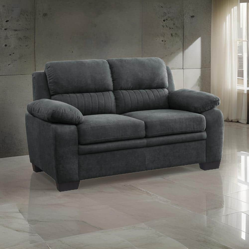 35.5 in. Gray and Black Polyester 2-Seater Loveseat with Foam Cushions price history on PriceWatchPro