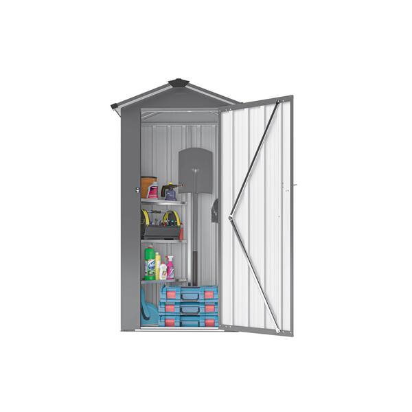 Unbranded - 1.41 ft. W x 2.46 ft. D x 5.80 ft. High Quality Galvanized Metal Shed with Solid Lock System in Black (14 sq. ft.)