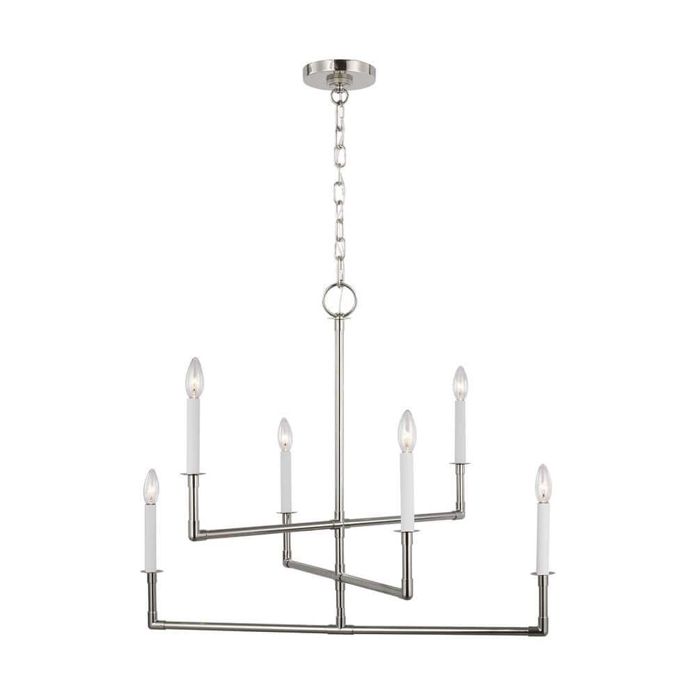 Generation Lighting Bayview 6Light Polished Nickel Medium Candlestick