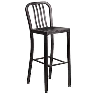 30.25 in. Black and Antique Gold Bar Stool