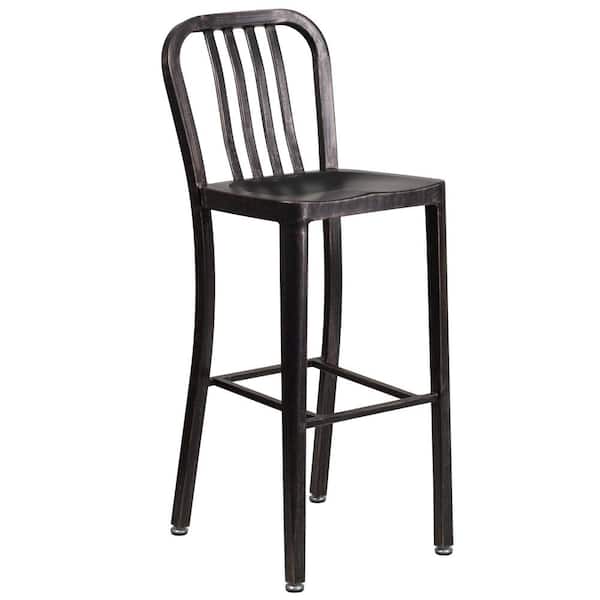 Flash Furniture 30.25 in. Black and Antique Gold Bar Stool