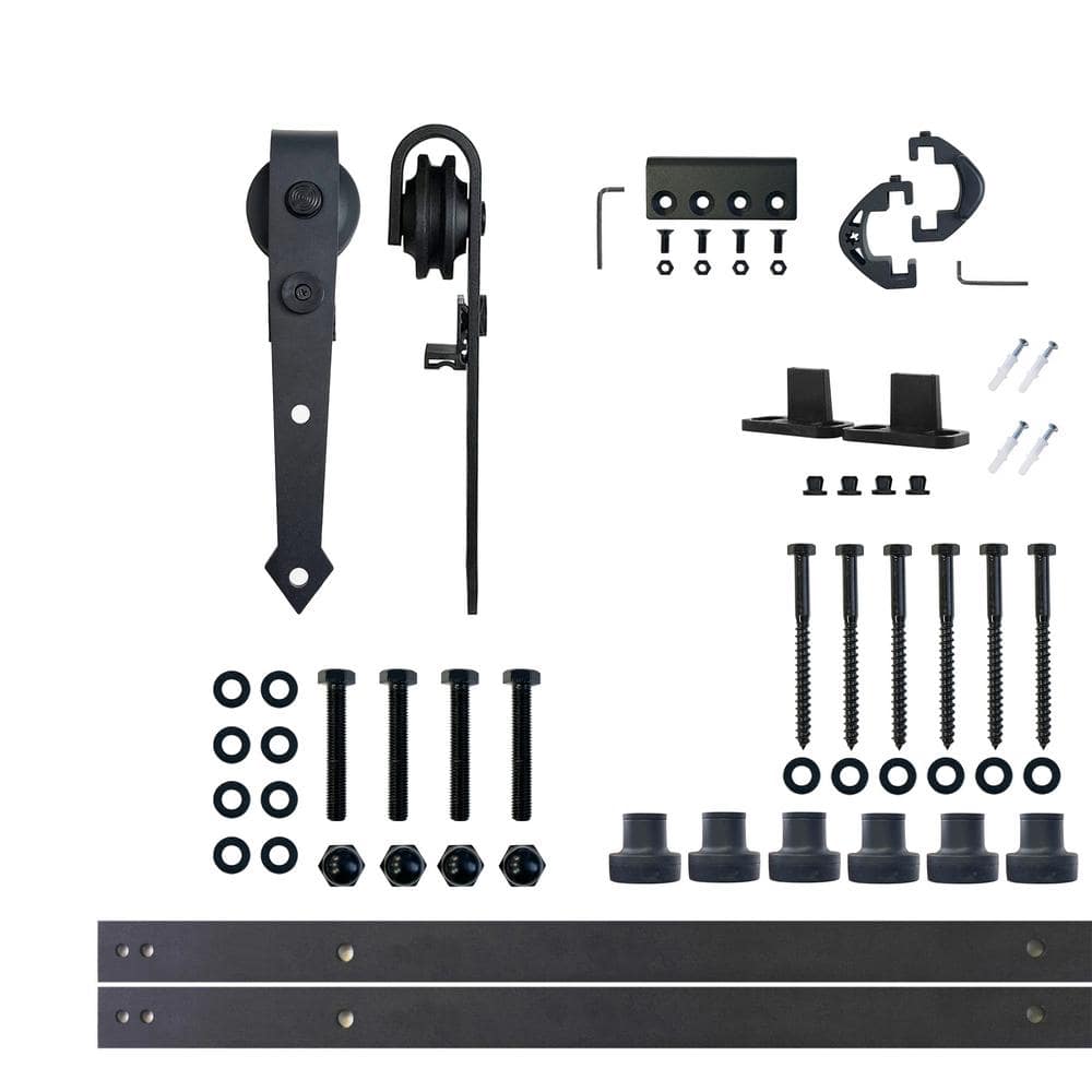 9 ft./108 in. Black Rustic Non-Bypass Sliding Barn Door Hardware Kit Arrow Design Roller for Single Door price history on PriceWatchPro