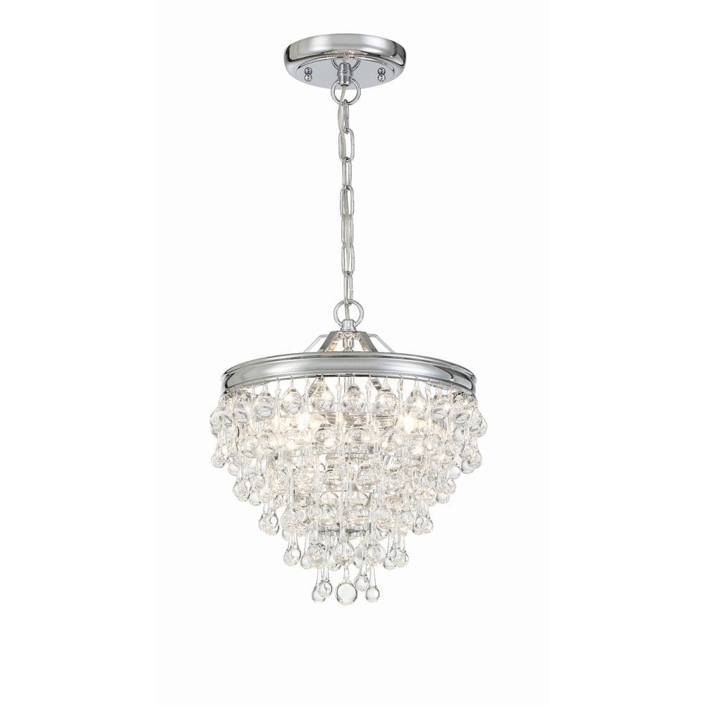 Calypso Polished Chrome 3-Light Mini Chandelier with Smooth Glass Drops