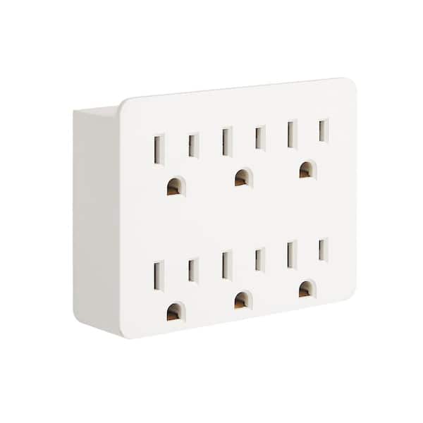 15 Amp 6-Outlet Grounded AC/DC Adapters, White