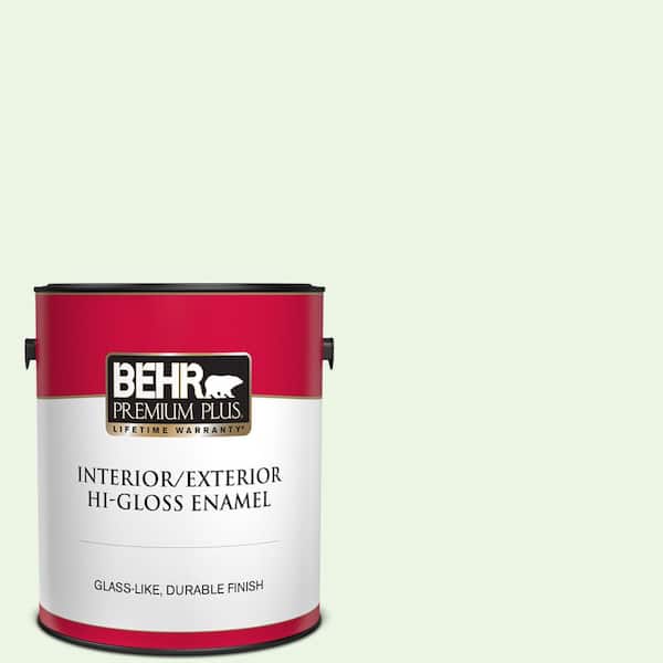 BEHR PREMIUM PLUS 1 gal. #430A-1 Mint Hint Hi-Gloss Enamel Interior/Exterior Paint