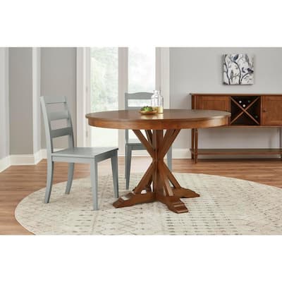 Moss Green Wood Dining Chair with Ladder Back (Set of 2)