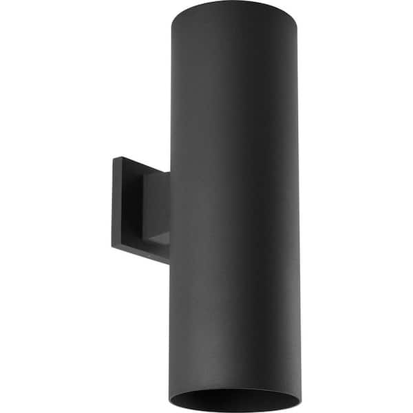 Progress Lighting Coastal 6 in. Black Outdoor Wall Cylinder Light Round Cast Aluminum Modern Cylinder