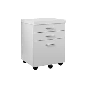 White Filing Cabinet on Castors with 3-Drawers