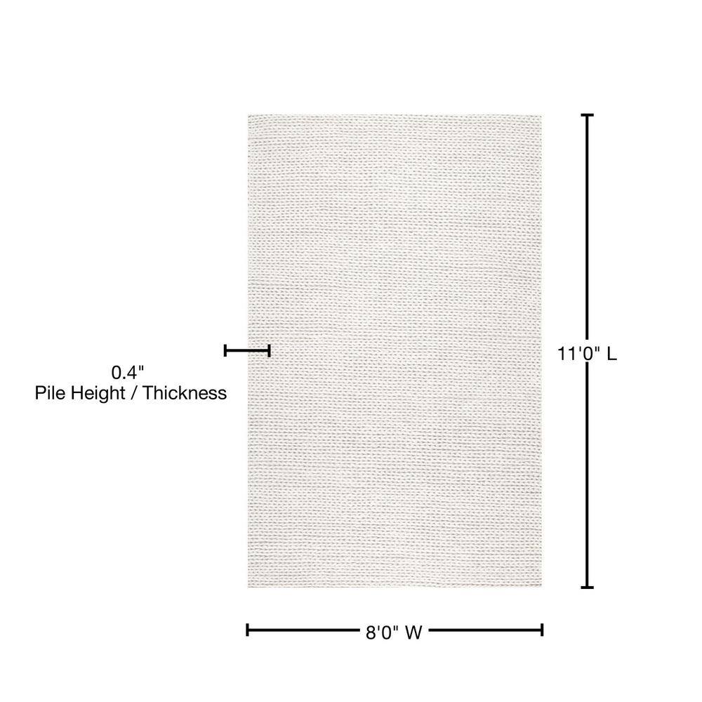 Handmade Off-White Braided Wool Rectangular Rug, 8' x 11'